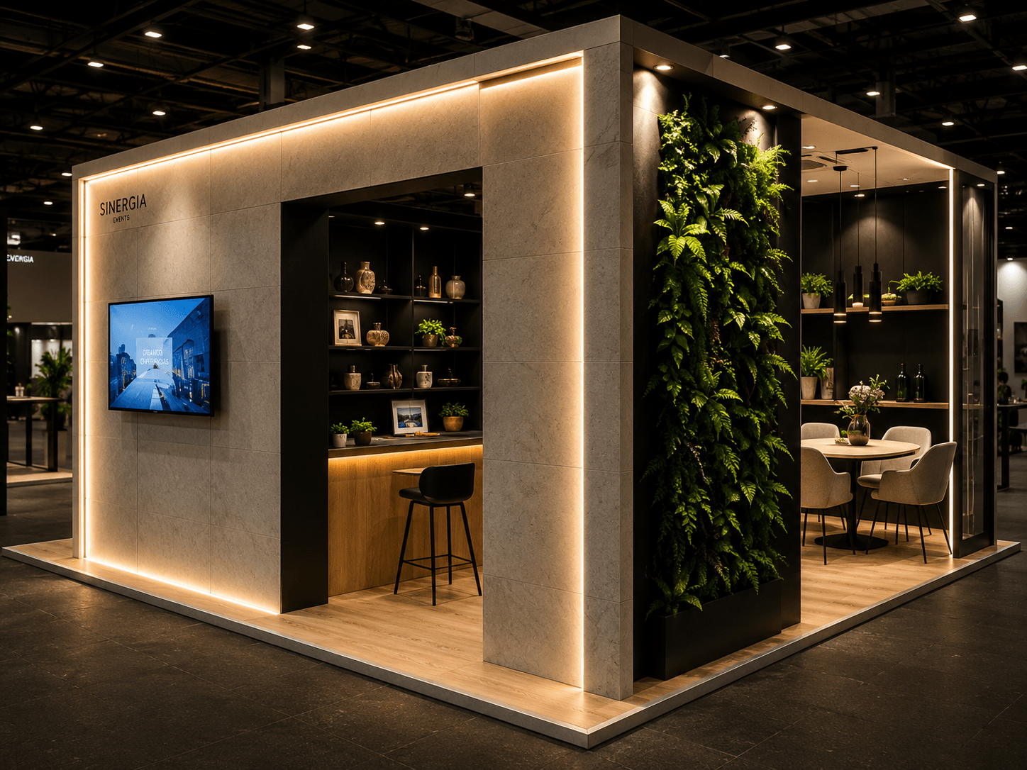 Iluminación LED integrada en un stand