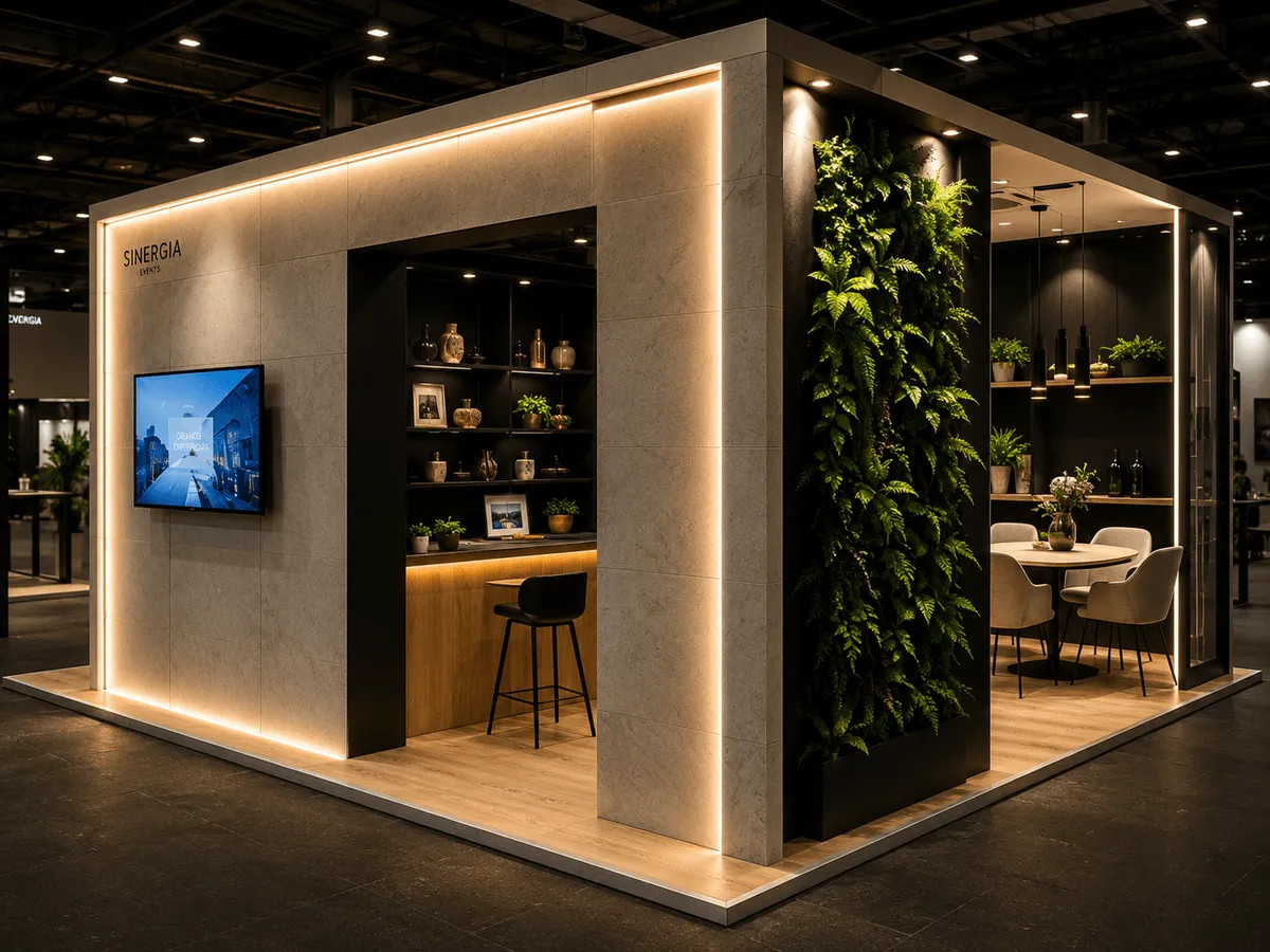 Iluminación LED integrada en un stand